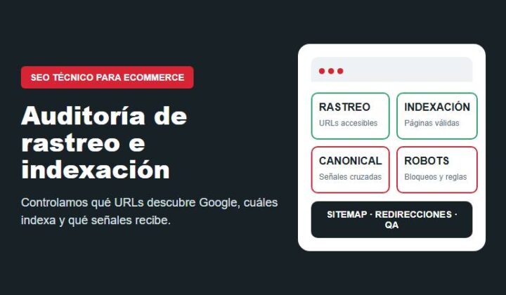 Auditoría de rastreo e indexación para eCommerce con revisión de canonicals, robots y sitemap