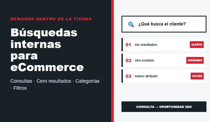 Análisis SEO de búsquedas internas para eCommerce con consultas sin resultados, categorías y filtros