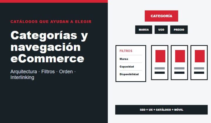 Optimización de categorías y navegación para eCommerce con arquitectura, filtros, facetas, orden e interlinking