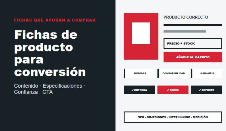 Optimización de fichas de producto para conversión en eCommerce con contenido, especificaciones, confianza y CTA