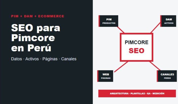 Servicio SEO para Pimcore en Perú con PIM, DAM, activos digitales, catálogo, páginas y canales