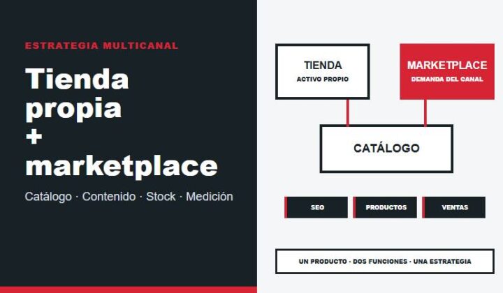 SEO para tienda propia y marketplace con estrategia multicanal, catálogo, contenido, stock y medición